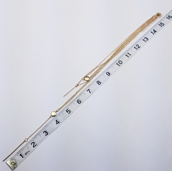 Multi Layer Long Chain Bar Strand Gold Color - Picture 2 of 3